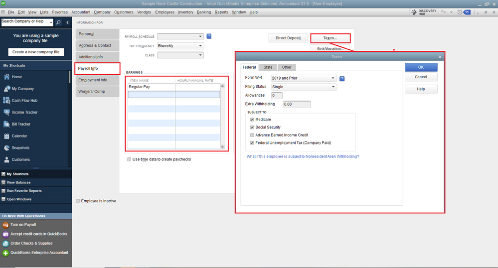 Manually enter Payroll - Tax line mapping