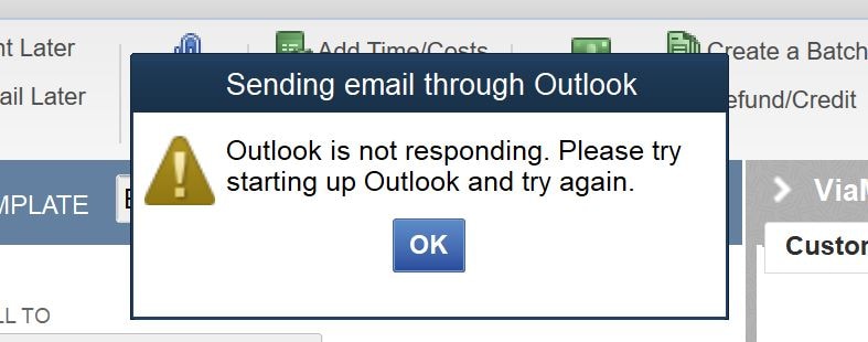 outlook not responding error