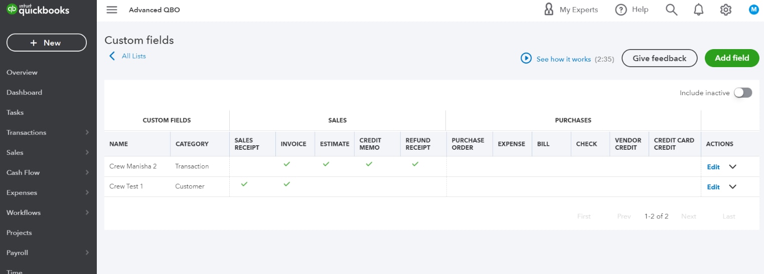 Use custom fields for vendors and expenses in QuickBooks Online Advanced