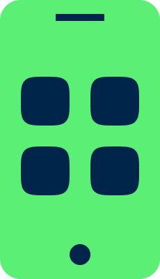 A green arrow pointing to the right with a green background.