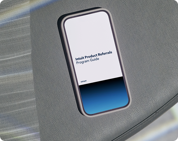 Smartphone displaying Intuit product referrals guide