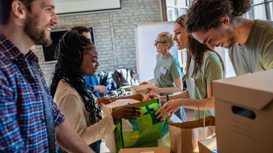 Group of people donating clothes