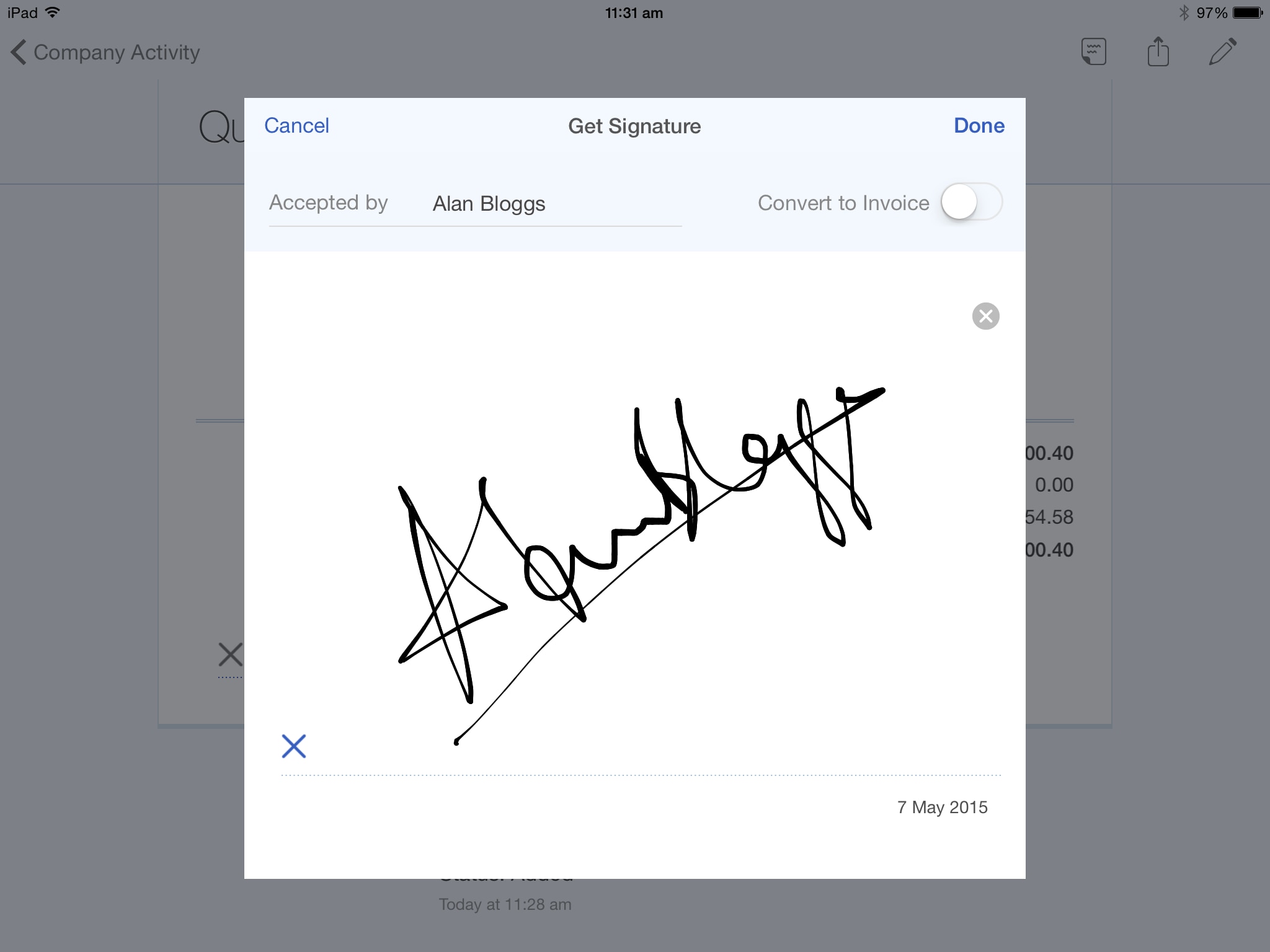 iPad signature