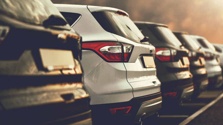 SUV's parked on a dealership forecourt