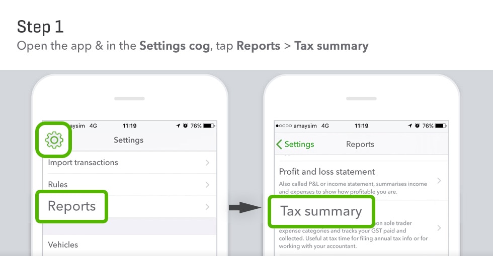 Screenshot showing how to pull report in Quickbooks