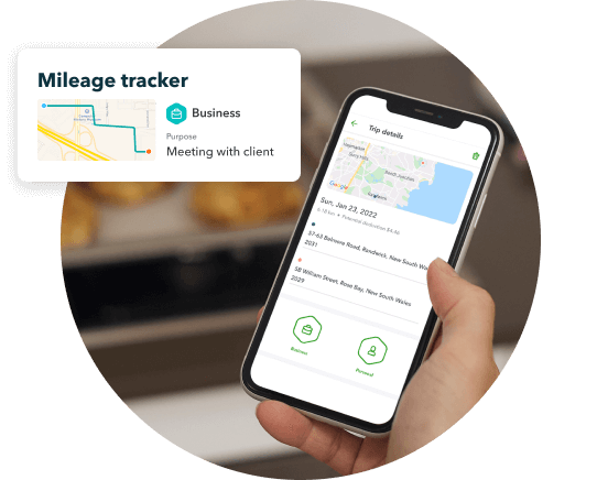 QuickBooks automatic trip mileage tracking screen highlighting the purpose of trip