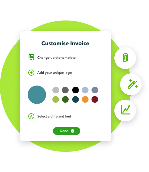 QuickBooks app invoice customisation screen