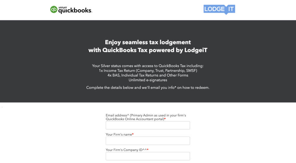 how to redeem QuickBooks Tax powered by LodgeiT