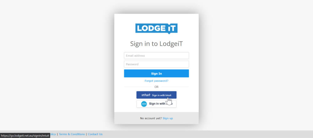 sign in to LodgeiT with QuickBooks Online Accountant account