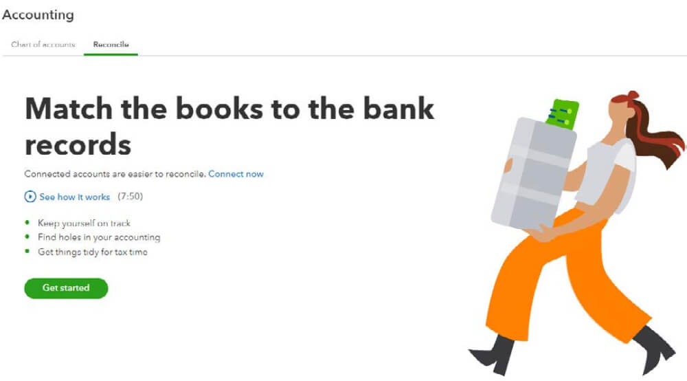  reconcile tab in QuickBooks Online