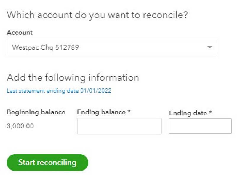 select a bank account in QuickBooks Online