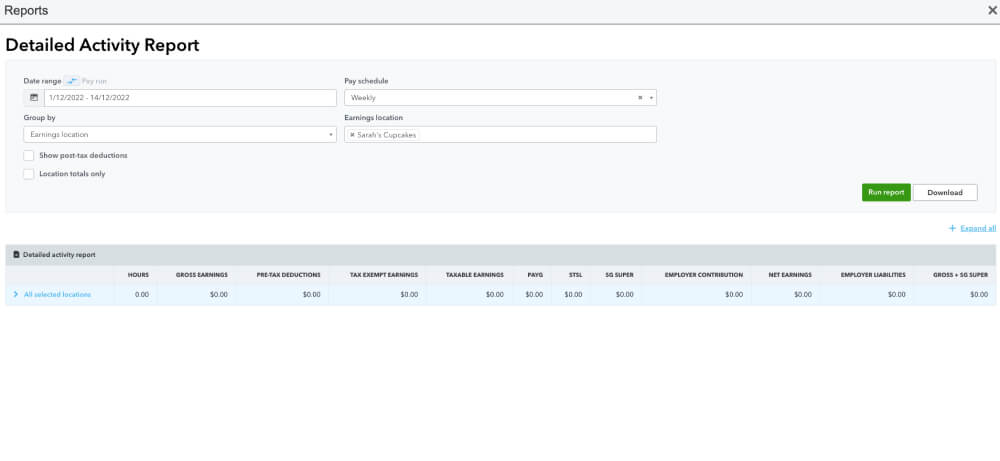 An Image showing the detailed activity report.