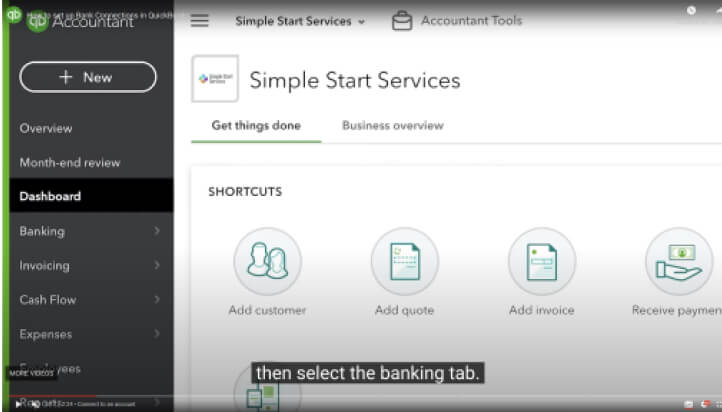Preview showcasing how to connect clients bank accounts to QuickBooks Online
