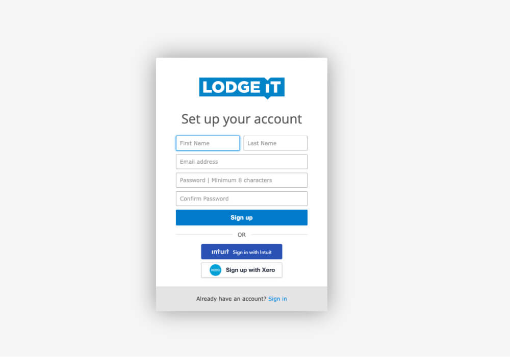 LodgeiT log in fields