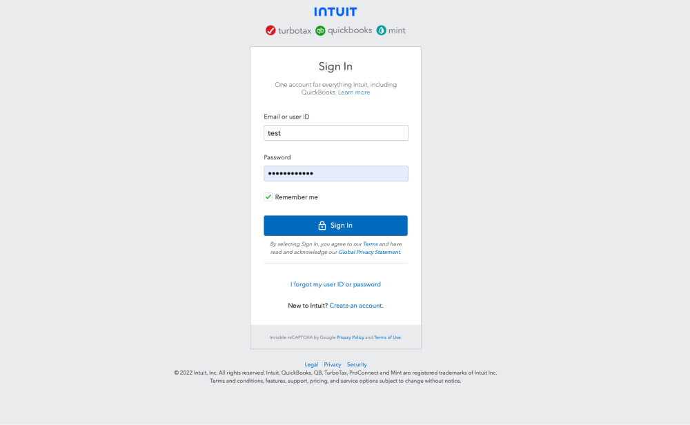 QuickBooks Online Accountant login screen