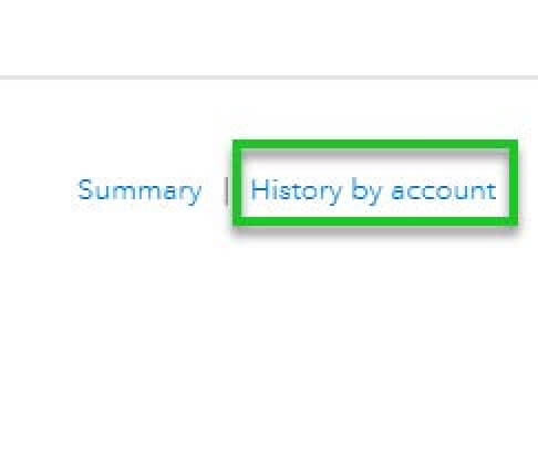 Screenshot of the History by Account feature in QuickBooks Online