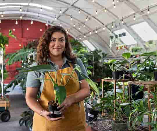 Woman in plant shop