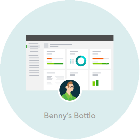 QuickBooks accounting report dashboard example for Benny’s Bottlo