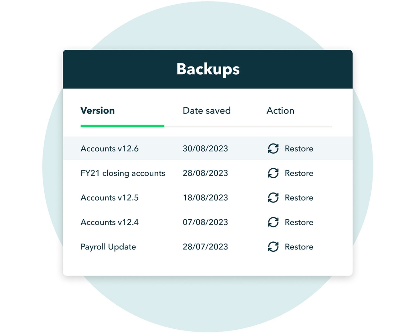 Preview of QuickBooks Online Advanced backup and restore feature