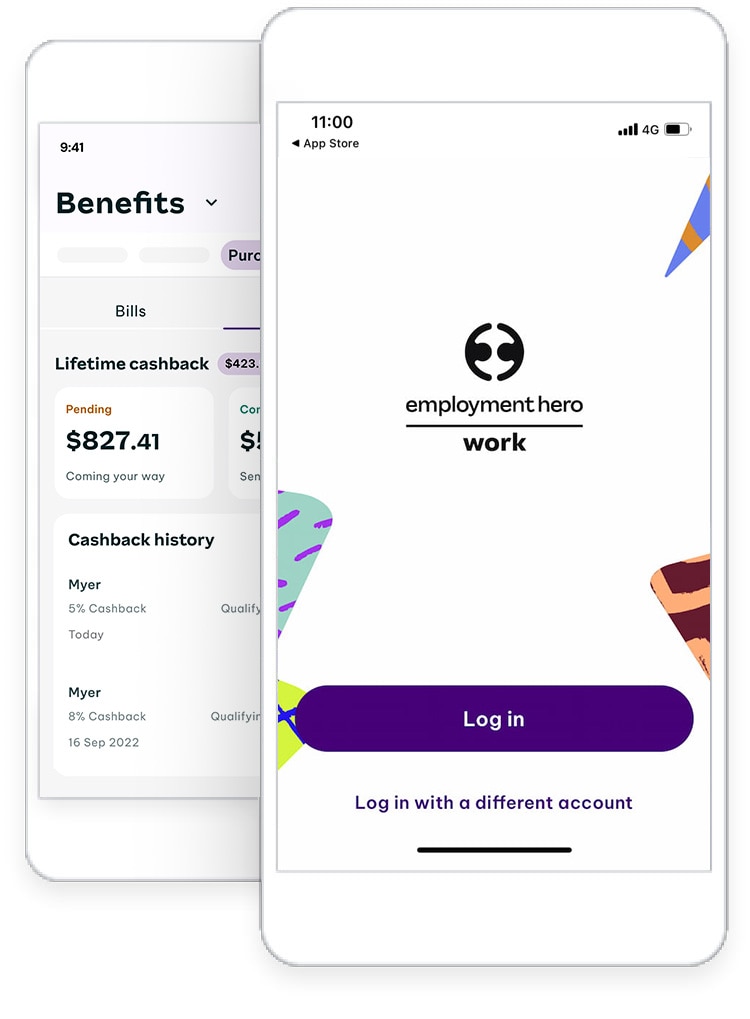 employment hero work app mobile dashboard and login