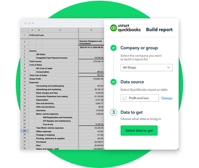Quickbooks feature Sync your spreadsheets automatically