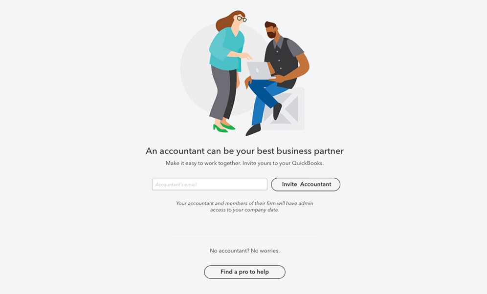 A screenshot of how to invite your accountant to collaborate on QuickBooks Online.