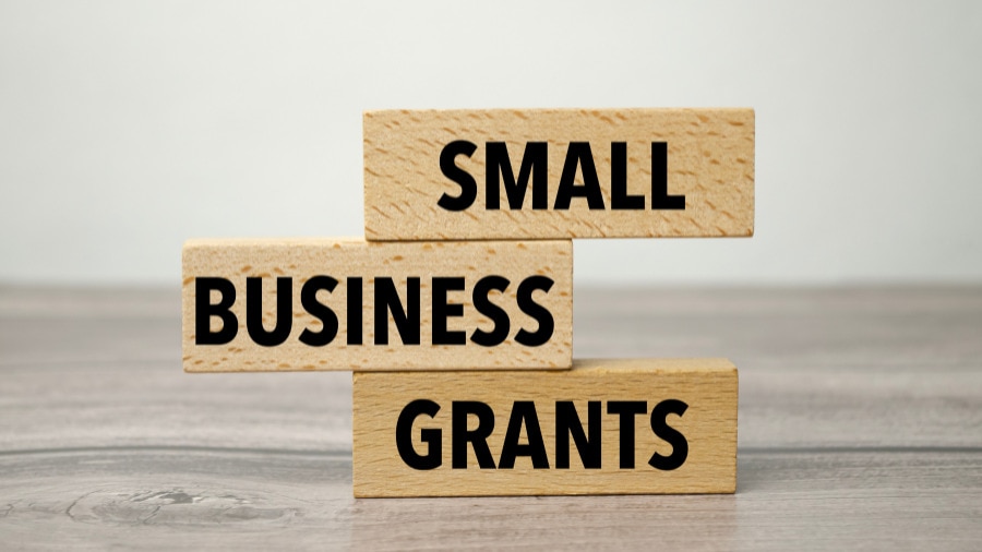 A picture of blocks that spell small business grants.