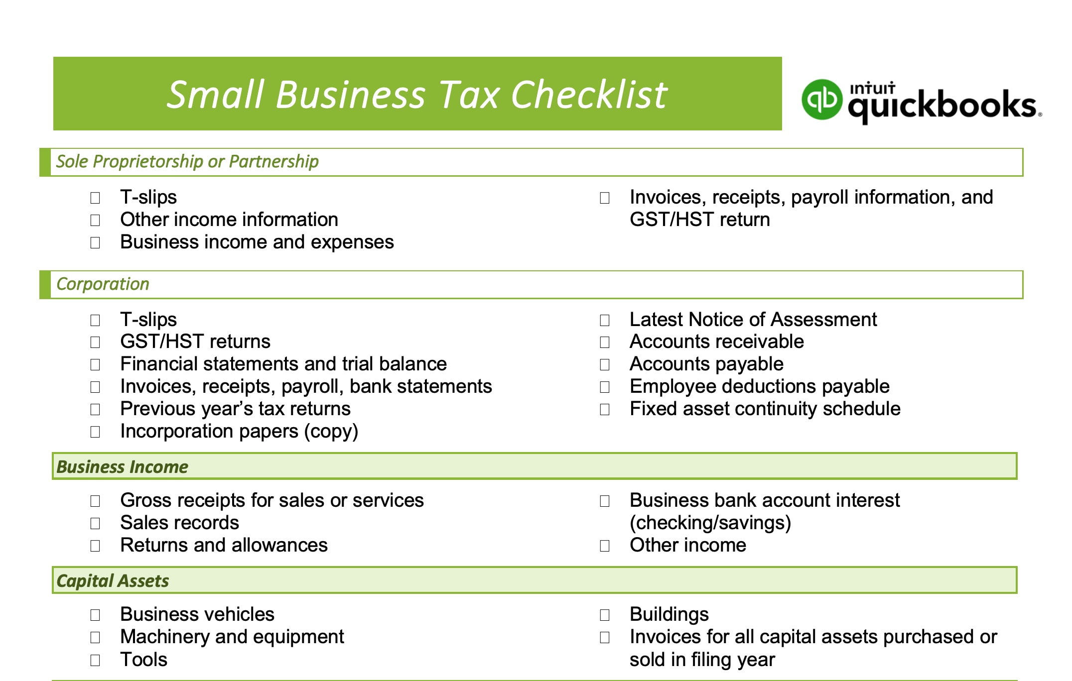 How to File Small Business Taxes QuickBooks Canada