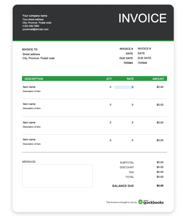 A professionally designed free invoice template
