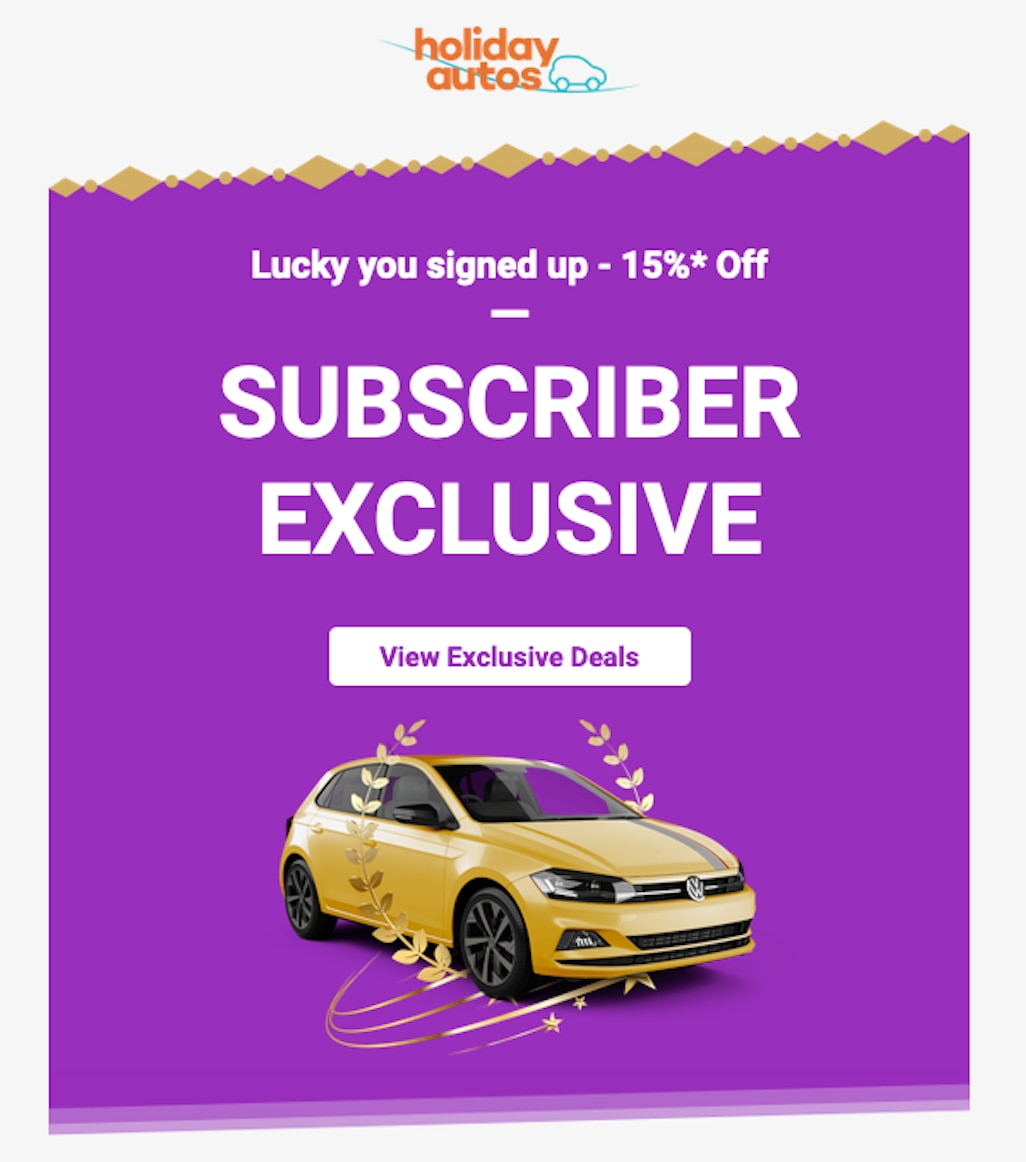 Example of Holiday Auto email