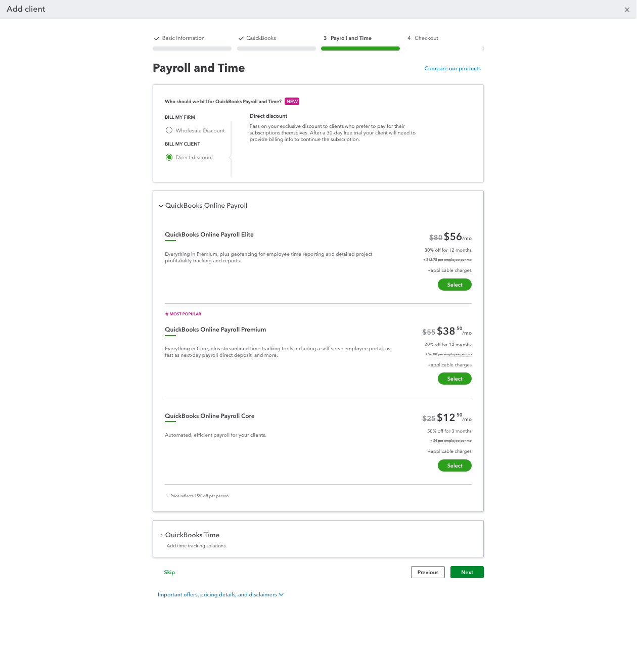 A picture of the QuickBooks product screen