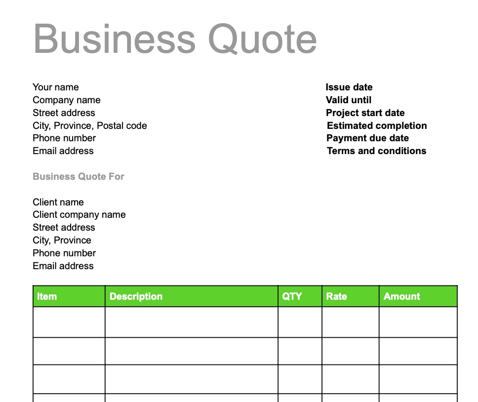 Quickbooks Estimate Template 6350