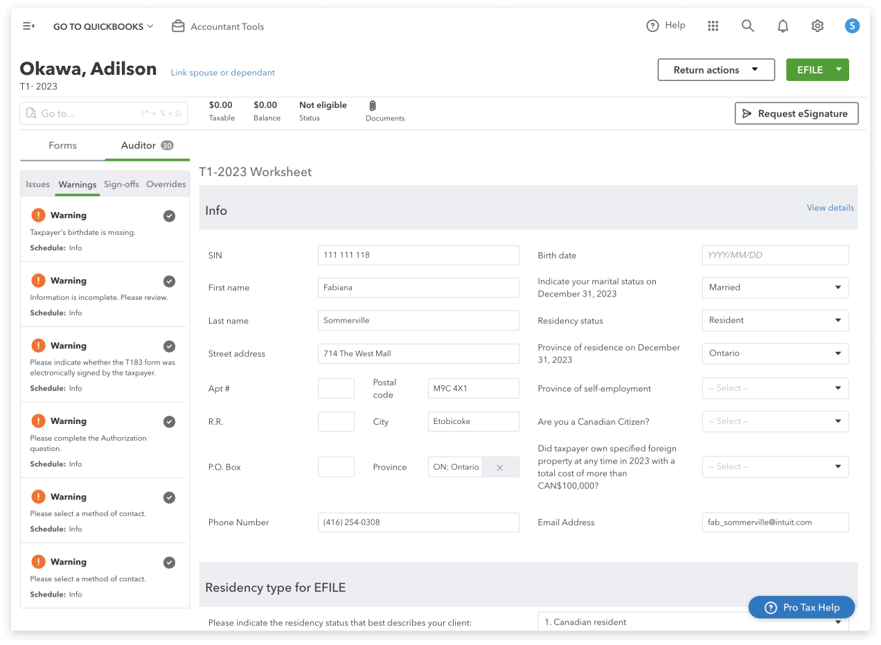 QuickBooks Online Accountant dashboard showing issues flagged by Pro Tax’s built-in Active Auditor.