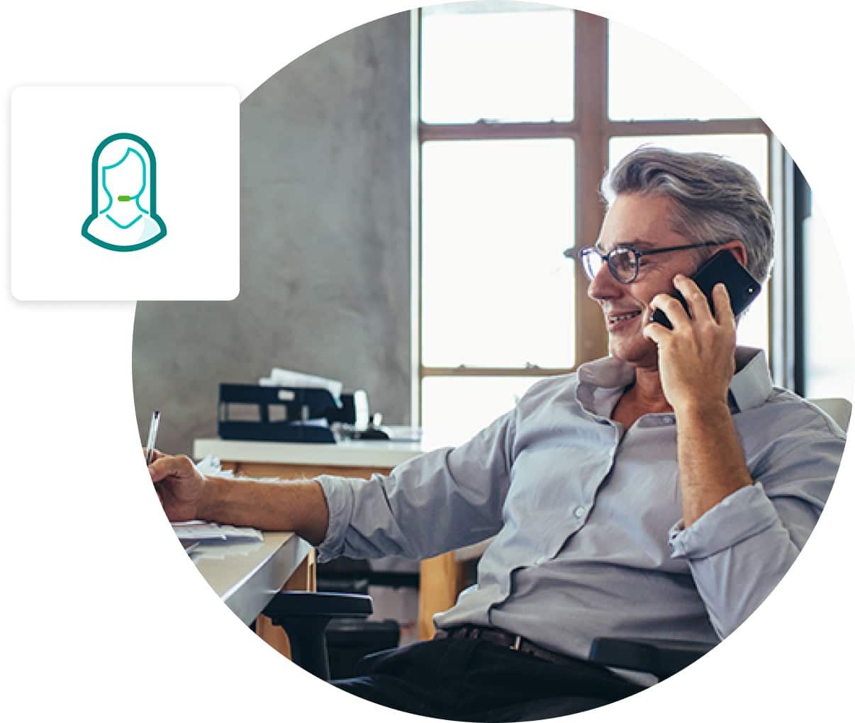 Man leaning back in chair while on support call