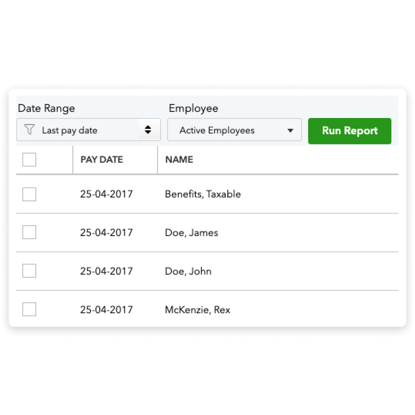 The payroll dashboard in QuickBooks Online.