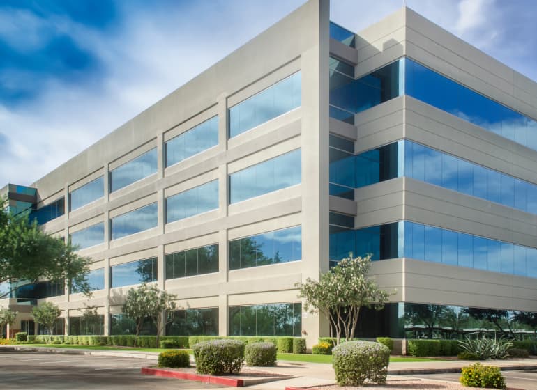 A commercial building on a sunny day.