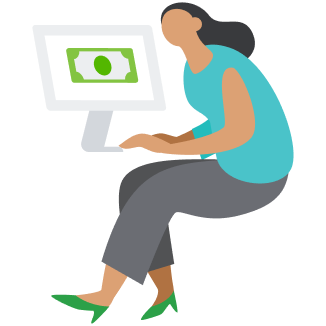 Illustration of a person visiting QuickBooks support site