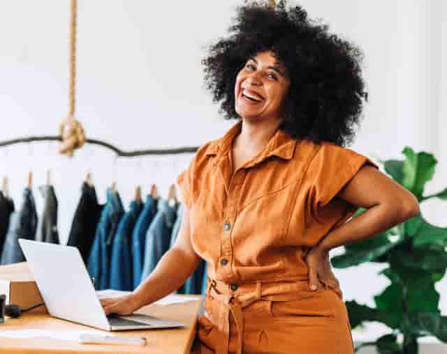 Small business woman smiling with confidence