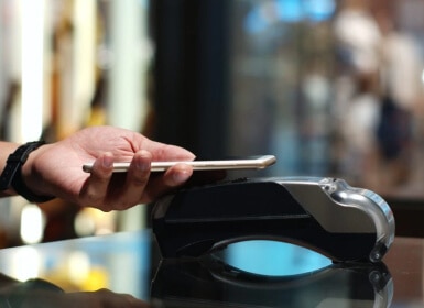 Transaction on a point-of-sale system via a mobile app.