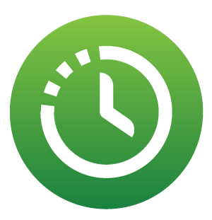 A green clock with a green face and a green circle.