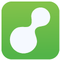 A green apple logo on a white surface.