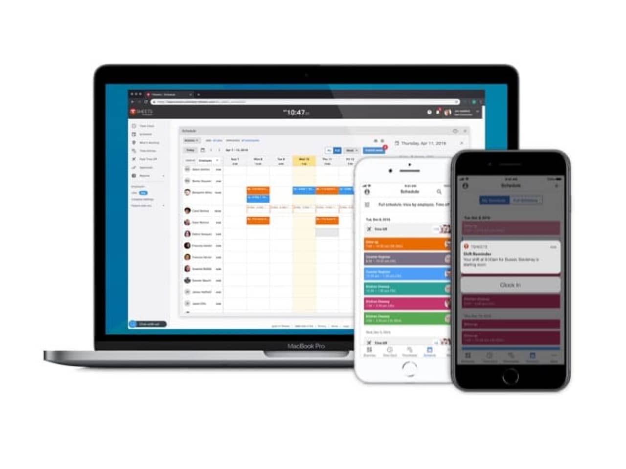 Image showing the different devices you can manage scheduling with using QuickBooks Time