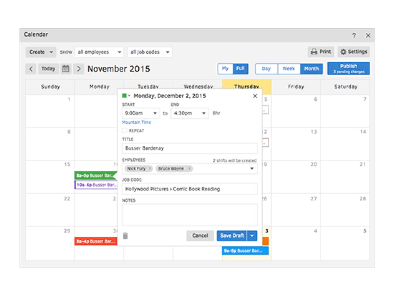 Image of a calendar showing you how you can schedule with QuickBooks Time