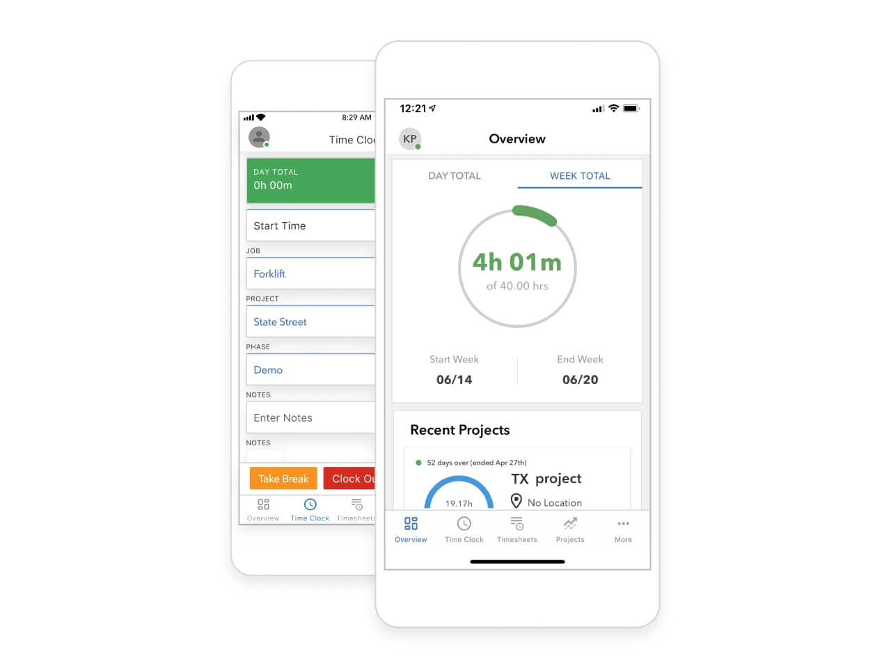 Image of phone showing how to track time on mobile with QuickBooks Time