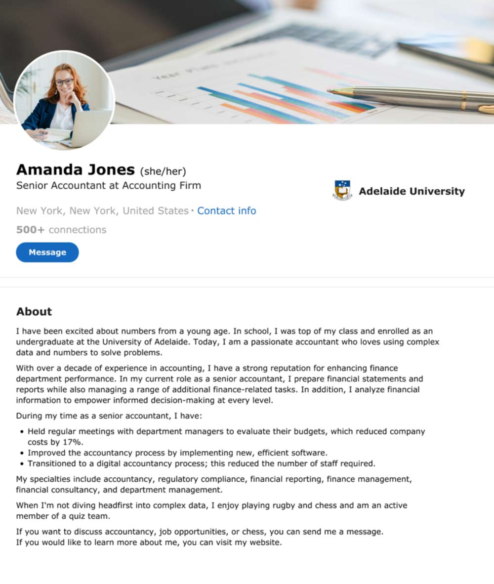 How to Create an Amazing Accountant Linkedin Summary | QuickBooks