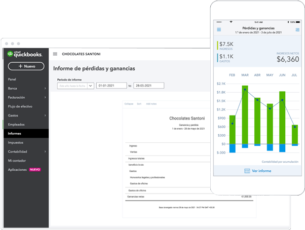 Analiza el rendimiento de tu negocio en tiempo real con el software de reportes financieros de QuickBooks
