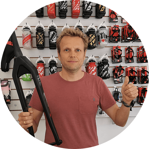  A small business owner Nils Peters in his bicycle shop.