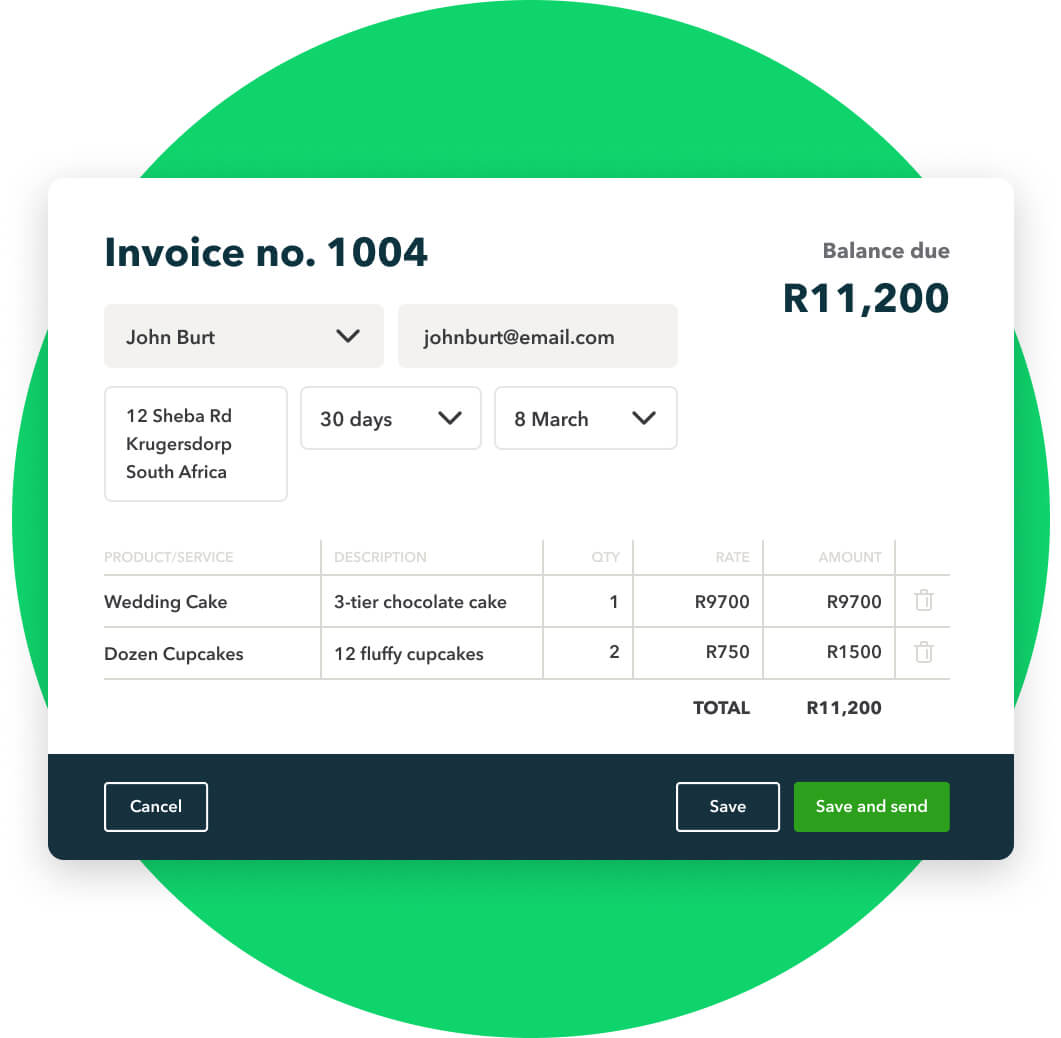 A green display of invoicing.