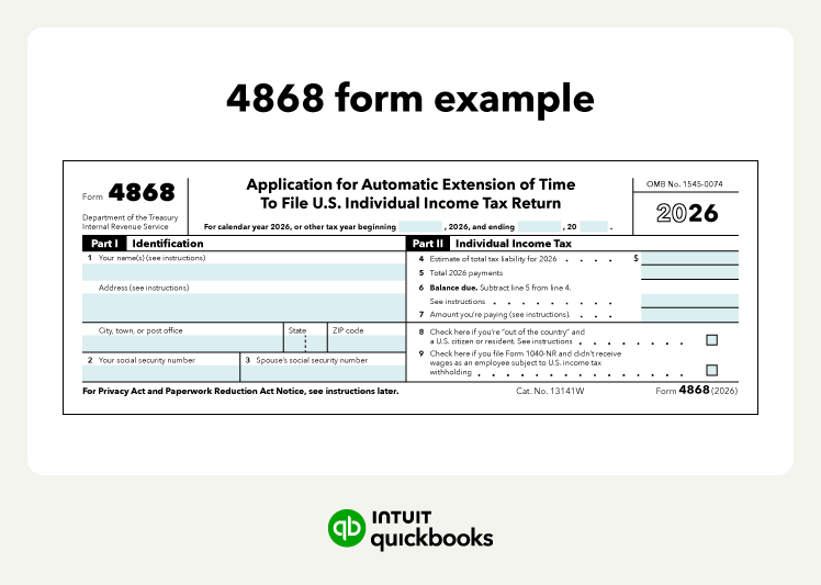 Tax form 4868 example