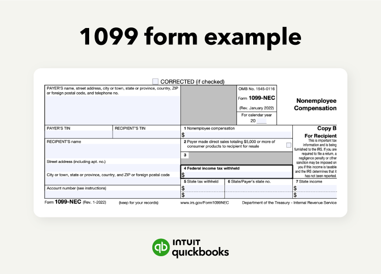 A 1099 form document example